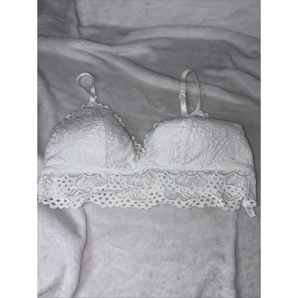 Aero White Lace Boho Longline Bralette Wireless Bra‎ Size XL Coquette Festival